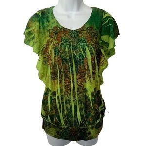 Apt. 9 Green Ruffled Top NWT